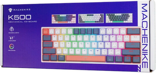 Machenike K500-B61 Gaming Technische Tastatur 60% mit Benutzerdefiniert Blau Schaltern und RGB-Beleuchtung Englisch (US) Blau/Weiß