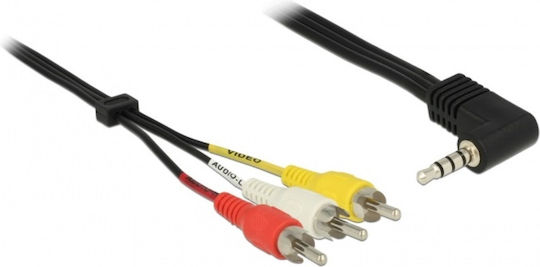 DeLock Καλώδιο Ήχου 3.5mm male - 3x RCA male Μαύρο 1.5m 84724