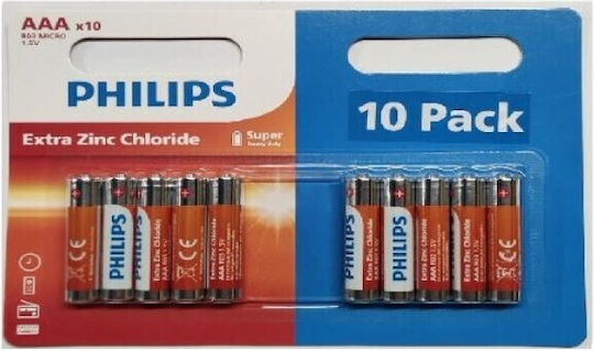 Philips Extra Цинкова батерия Цинк AAA 1.5V 10бр