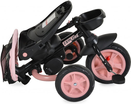 Byox Entdecke Klappbares Kinderdreirad mit Elterngriff für 12 Monate Rosa