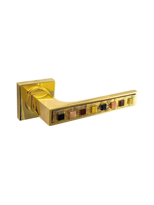 Türgriffe Rosette Linea Cali Brera 1172 Gold Kristall Rechts Sicherheit Zylinder