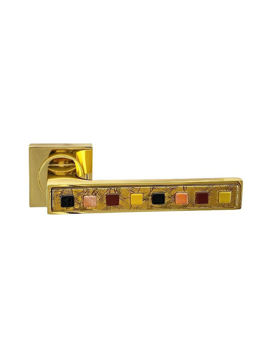 Türgriffe Rosette Linea Cali Brera 1172 Gold Kristall Links Sicherheit Zylinder