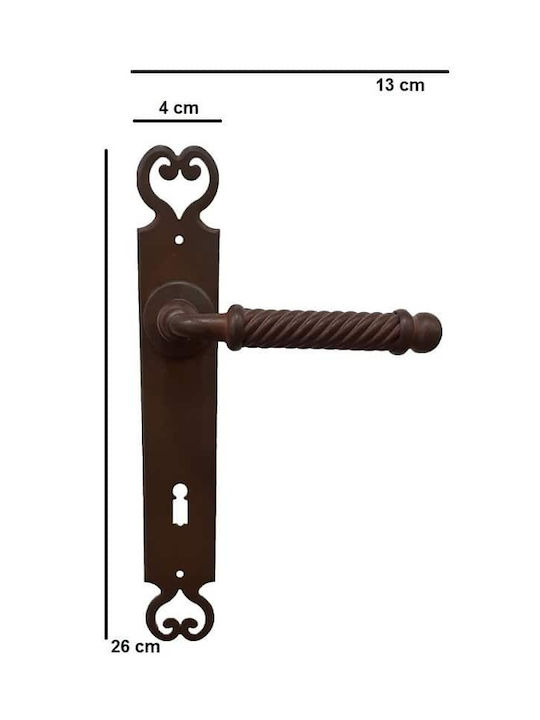 Mânere Ușă Placă Handmade Galbusera 2100 Bronz Rugină Dreapta Siguranță Cilindru