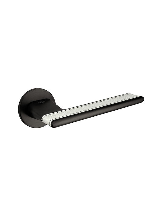 Türgriffe Rosette Zb Yalis 84267 Satinierte Schwarz Nickel Weiß Leder WC Verschluss Paar