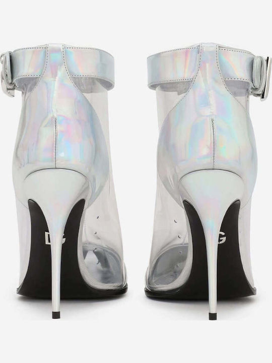 Leder Damen Stiefeletten Ankle Boots Silber