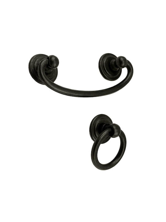 Herrajes Palencia Antik Handgriff Möbelgriff aus Metallisch in Bronze Farbe 88mm (Zentrenabstand 64mm) 4826-64-ANTIQUE-BLACK 1Stück