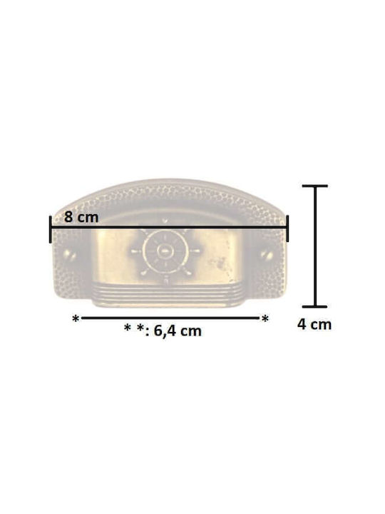 Pamar Antik Handgriff Möbelgriff Bündiger Griff aus Metallisch in Bronze Farbe 64mm MN-560-64-ANTIQUE-BRASS 1Stück