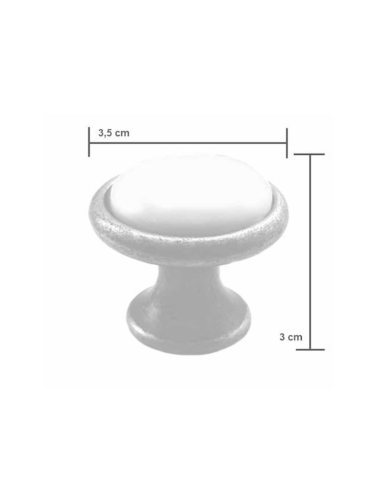 TMC Knob Furniture made of Porcelain & Zamak in White Color D35mm 3008-41-CREAM 1pcs