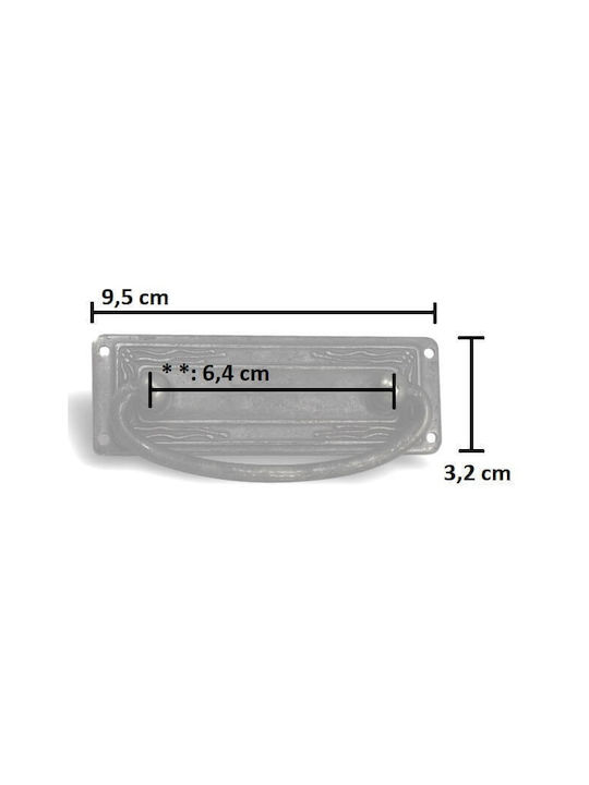 Herrajes Palencia Antik Handgriff Möbelgriff aus Metallisch in Silber Farbe 95mm (Zentrenabstand 64mm) 475650-64-PEWTER 1Stück