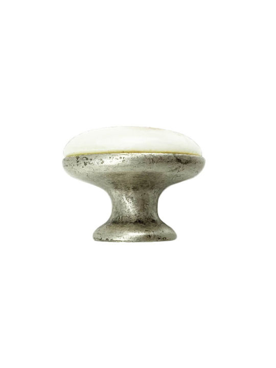 Möbelgriff Gem Pc 96 Patiniertes Silber Braun Blume Durchmesser 30mm