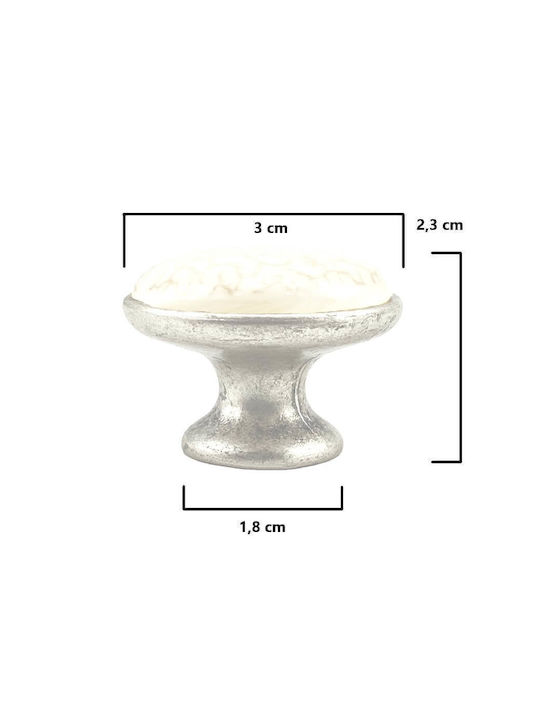 Möbelgriff Gem Pc 96 Patiniertes Silber Braun Blume Durchmesser 30mm