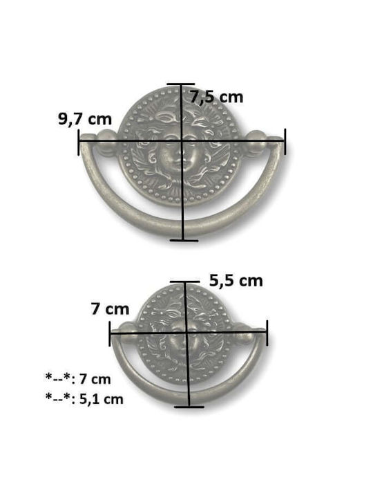 Möbelgriff Kremmbar Besana 1233 51mm Antik Eisen 51mm