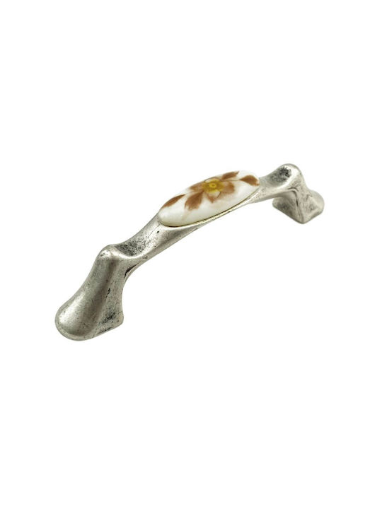 Möbelgriffe Gem Mz 1265 96mm Antik Silber Braun Blume