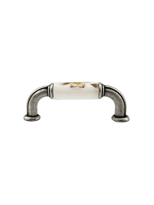 Möbelgriff Gem Mz S755 64mm Antik Silber Braun Blume