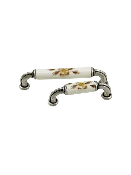 Möbelgriff Gem Mz S755 64mm Antik Silber Braun Blume