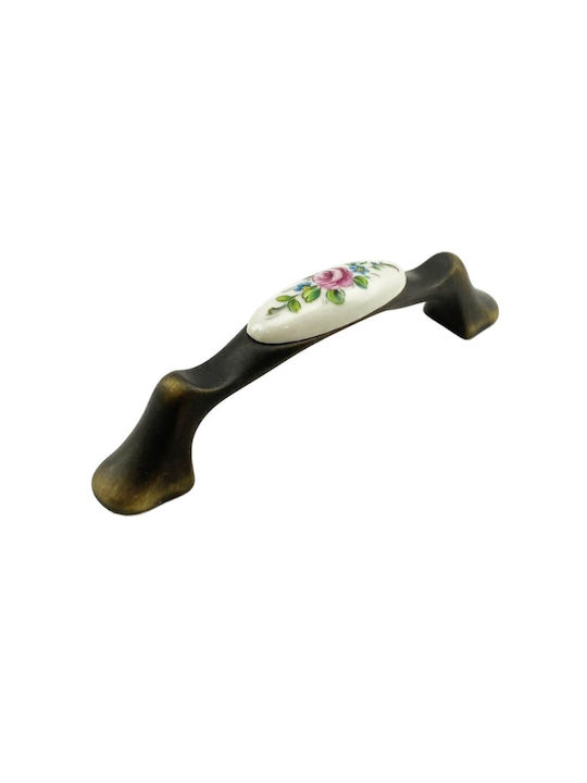 Möbelgriff Gem Mz 1265 96mm Bronze Rosa Blumen