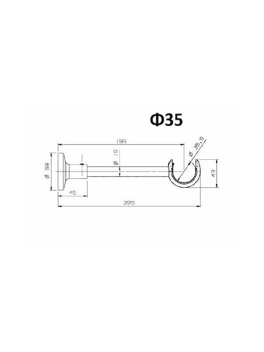 Zogometal Curtain rail base Wall made of Metal Silver 1pcs
