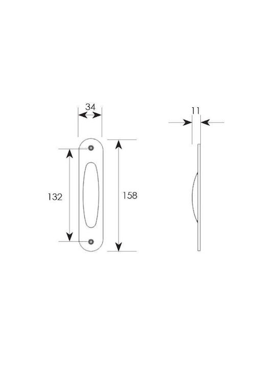 Zogometal Door Flush Handle with Bronze Hole 158mm (Hole Centers 132mm)