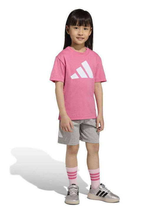 Kids Set with Shorts Summer 2 Pieces Pink Logo