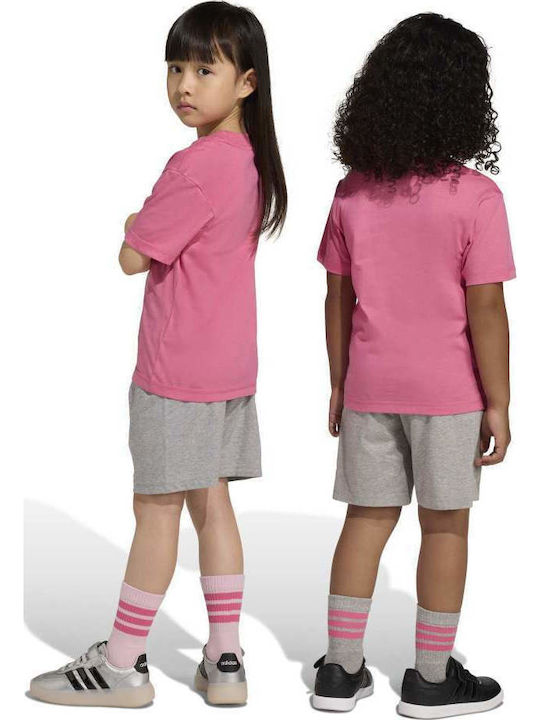 Kids Set with Shorts Summer 2 Pieces Pink Logo