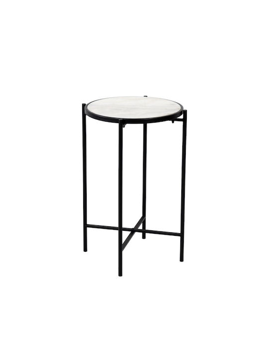 Rundes Beistelltisch Luxere Metall Schwarz Weiß M40xL40xH65,5cm