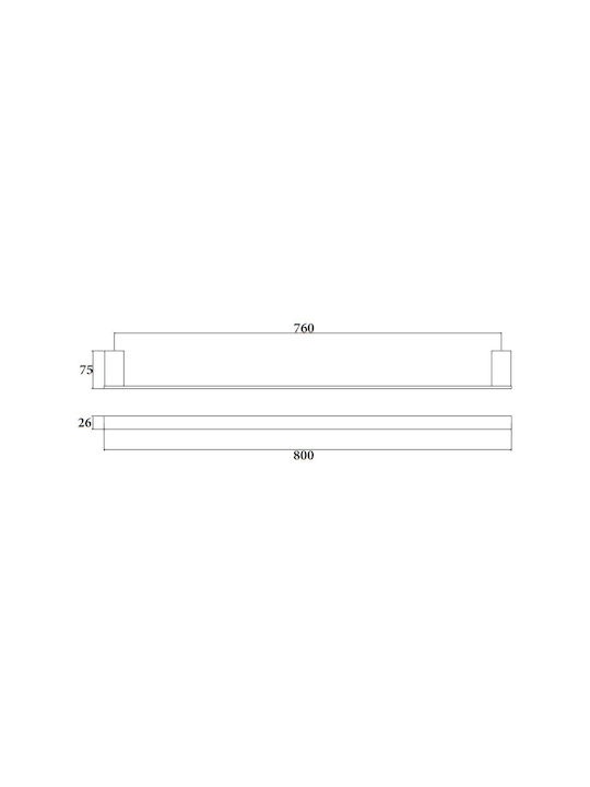 Sparke Mindy 13 Rail За Банята Едно Стенен с Винтове 80x2.6см Сребрист