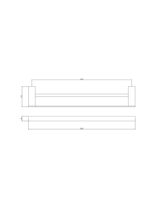 Sparke Mindy 12 Double Wall-Mounted Bathroom Rail ​60x2.6cm Inox Black SR-06.19.056.02