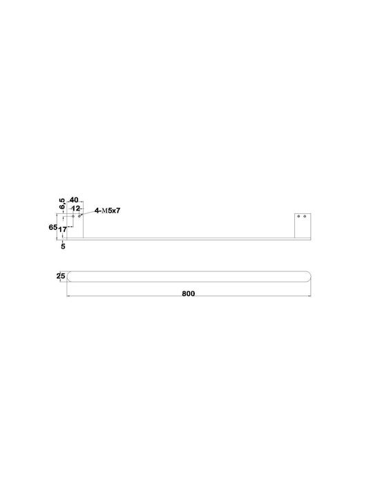 Sparke Lume 12 Single Wall-Mounted Bathroom Rail ​80x2.5cm Inox Gold