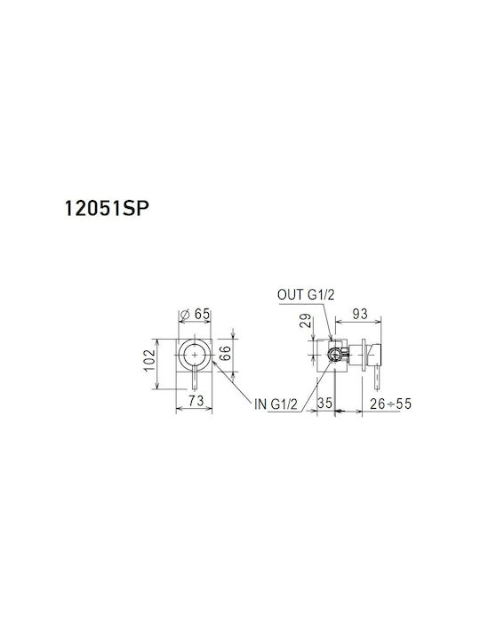Смесител За Вграждане С Превключвател 2 Изхода La Torre New Tech 12051sp-221 + 34374-221 Античен Бронз 2 Дупки