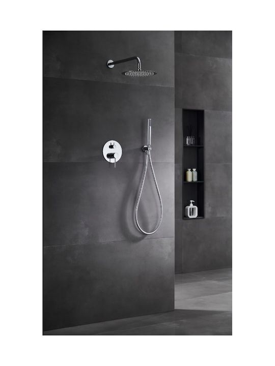 Imex Built-in Mixer, Hand Shower & Shower Head Set for Shower 2 Exits Silver