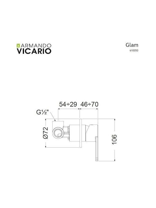 Armando Vicario Glam Built-in Mixer & Diverter Set for Shower 2 Exits