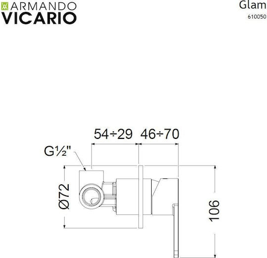 Armando Vicario Glam Built-in Mixer & Diverter Set for Shower 2 Exits