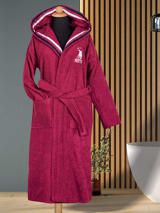 Greenwich Polo Club Essential 3061 Halat de baie cu Glugă Burgundia 420gr/m²