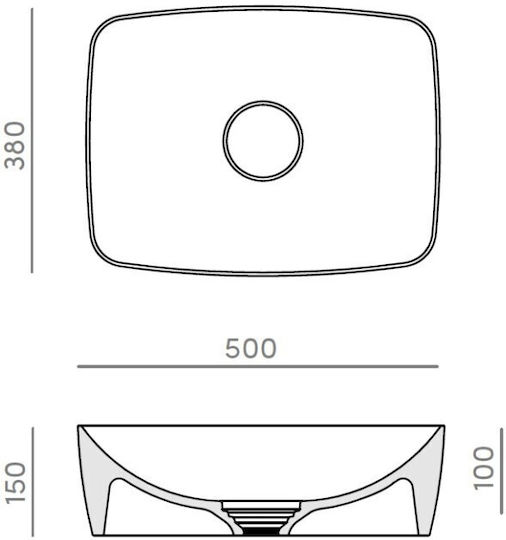 Tyvek Shiro 1333 Επικαθήμενος Νιπτήρας Πορσελάνης 50x38x15cm Λευκό