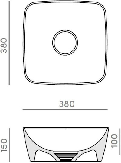 Tyvek Shiro 1333 Επικαθήμενος Νιπτήρας Πορσελάνης 38x38x15cm Λευκό