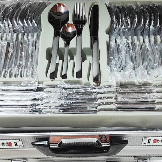 Cryspo Trio Besteckset Edelstahl Silber 72Stück mit Koffer