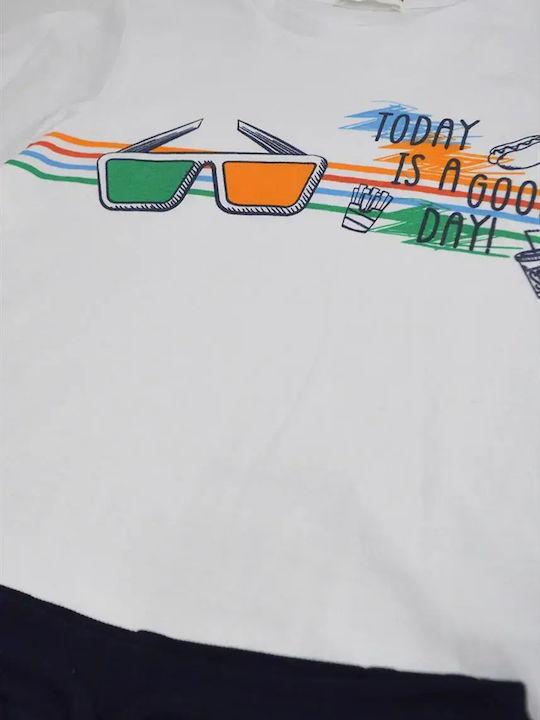 Kids' Set with Shorts Summer 2pcs White/Blue Today Is A Good Day