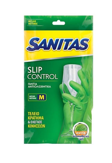 Sanitas Двойка Ръкавици За Почистване Slip Control Латекс Large Зелени