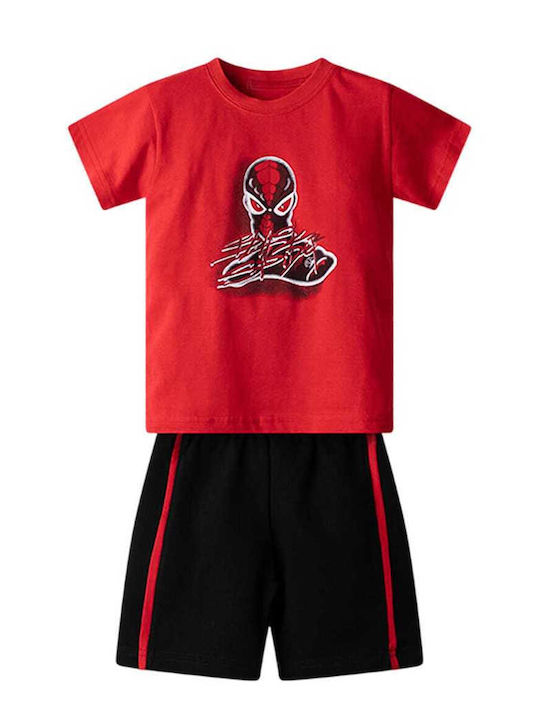 Kids Set with Shorts Summer 2 Pieces Red Black