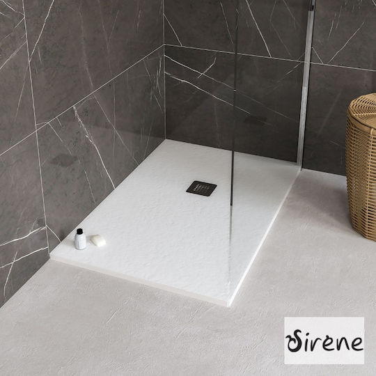 Sirene Γρανίτης Ντουζιέρα 120x80cm Λευκή