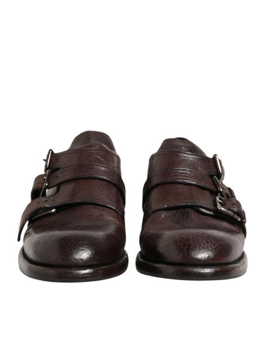 Dolce & Gabbana Кожени Мъжки Monk Скарпини Кафяви