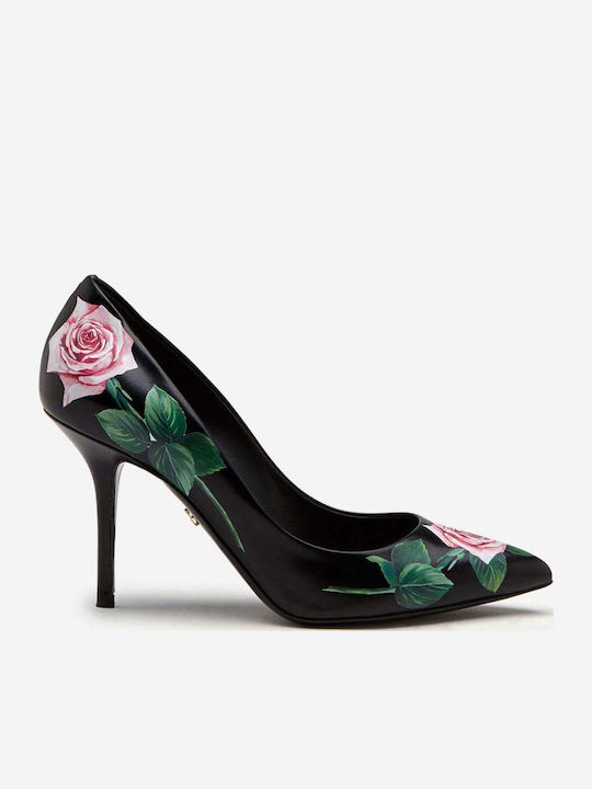 Dolce & Gabbana Дамски Кожени Обувки на Ток с Висок Ток Розови