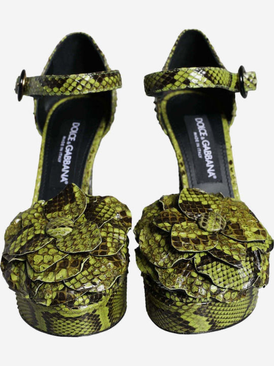 Dolce & Gabbana Δερμάτινα Πέδιλα Πράσινα