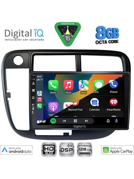 Digital IQ Car Audio System for Honda Civic 1995-2001 with Clima (Bluetooth/USB/WiFi/GPS/Apple CarPlay/Android Auto) with 9" Touch Screen