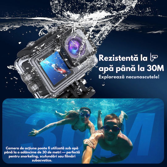 DB-0100 256GB Action Camera 5K Underwater (with Case) with 1.4" Touch Screen and Wi-Fi Black