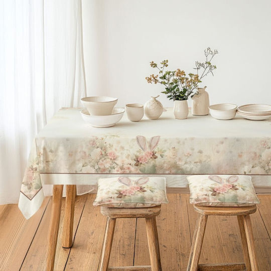 100% Baumwoll Tischtuch 140x320cm Elon Pastell Blumen Kaninchen