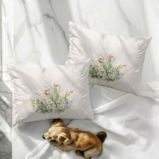 Set 2 Pillowcases 3d Spring Flowers Eggs 50x70cm Egly