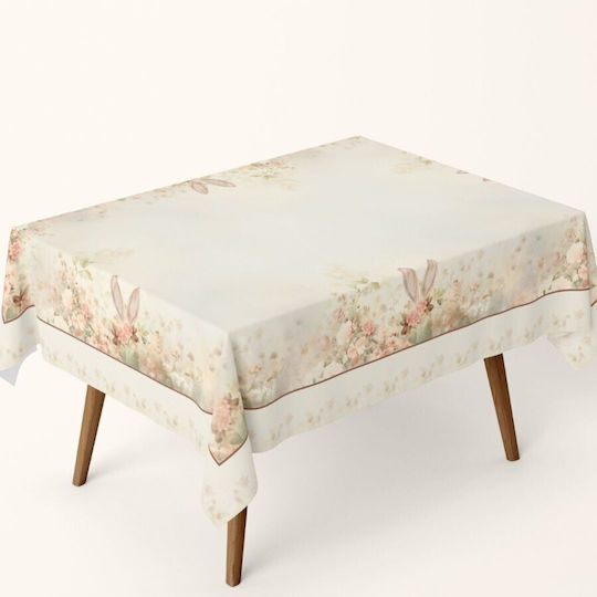 Față De Masă 100% Bumbac 140x220cm Elon Pastel Floral Iepuraș