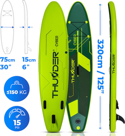 Thunder Inflatable SUP Board 320cm Inflatable SUP Board with Length 3.2m Green