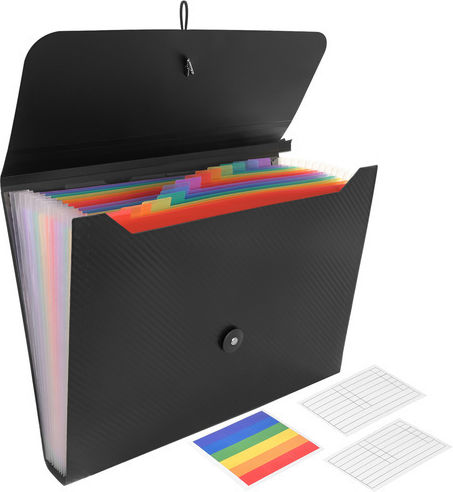 Dokumentenordner Zola 13 Fächer A4 Größe Trennblätter Etiketten Klappe Elastischer Verschluss Wasserdicht 33 X 24 X 4 Cm Schwarz